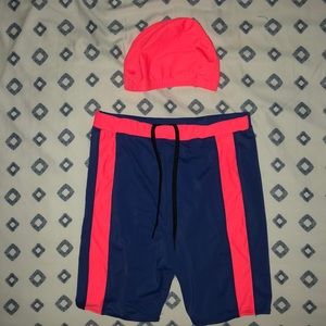 Men Swim Trunks and Cap